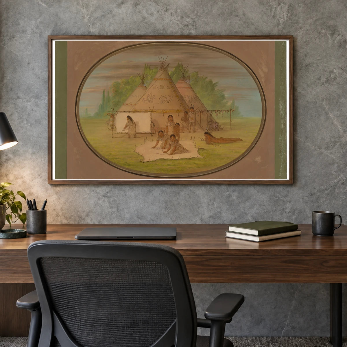 Cheyenne Village 1965.16.38 — Famous Paintings shown in a styled interior