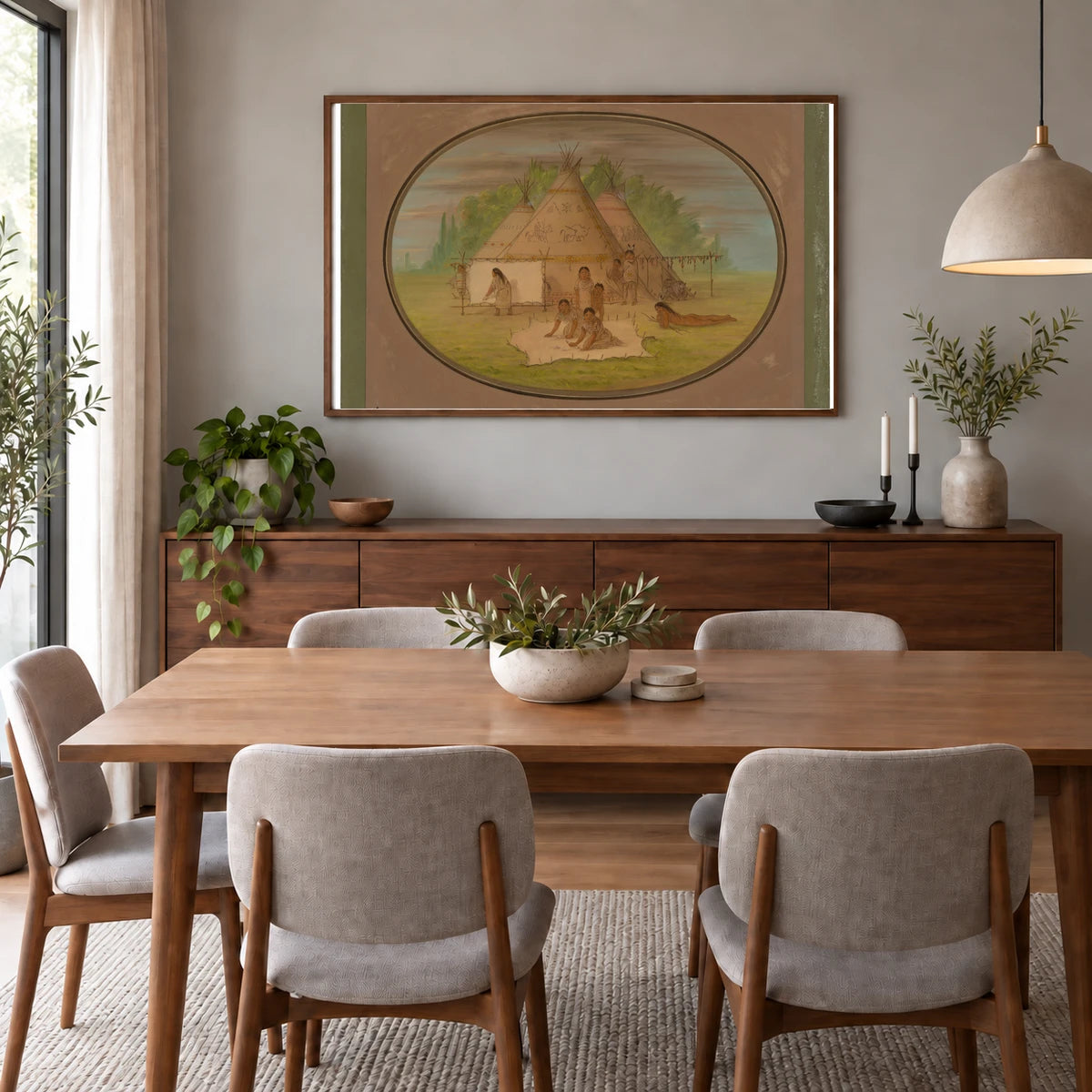 Cheyenne Village 1965.16.38 — Famous Paintings shown in a styled interior