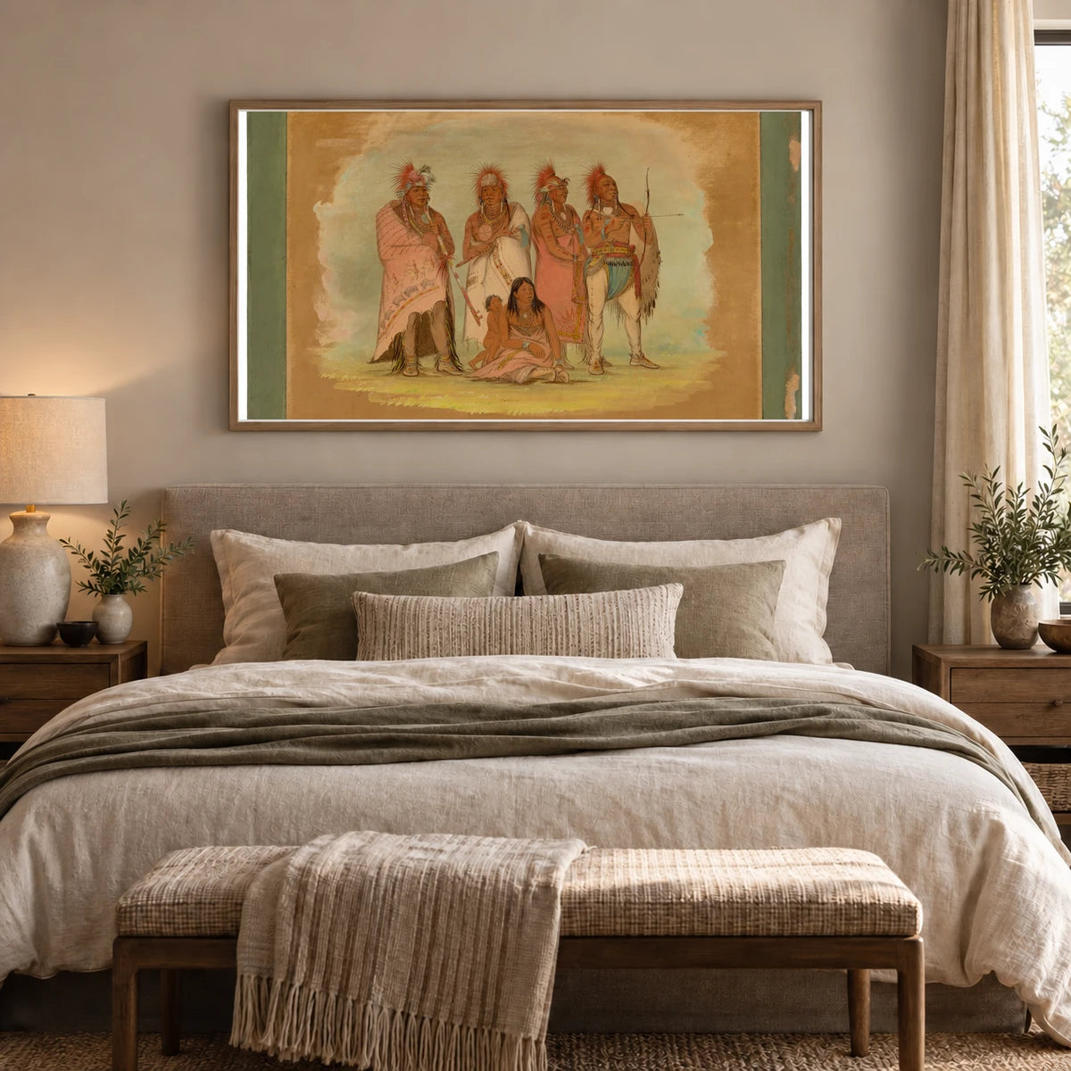 Chief And Members Of The Konza Tribe 1965.16.311 — Famous Paintings shown in a styled interior
