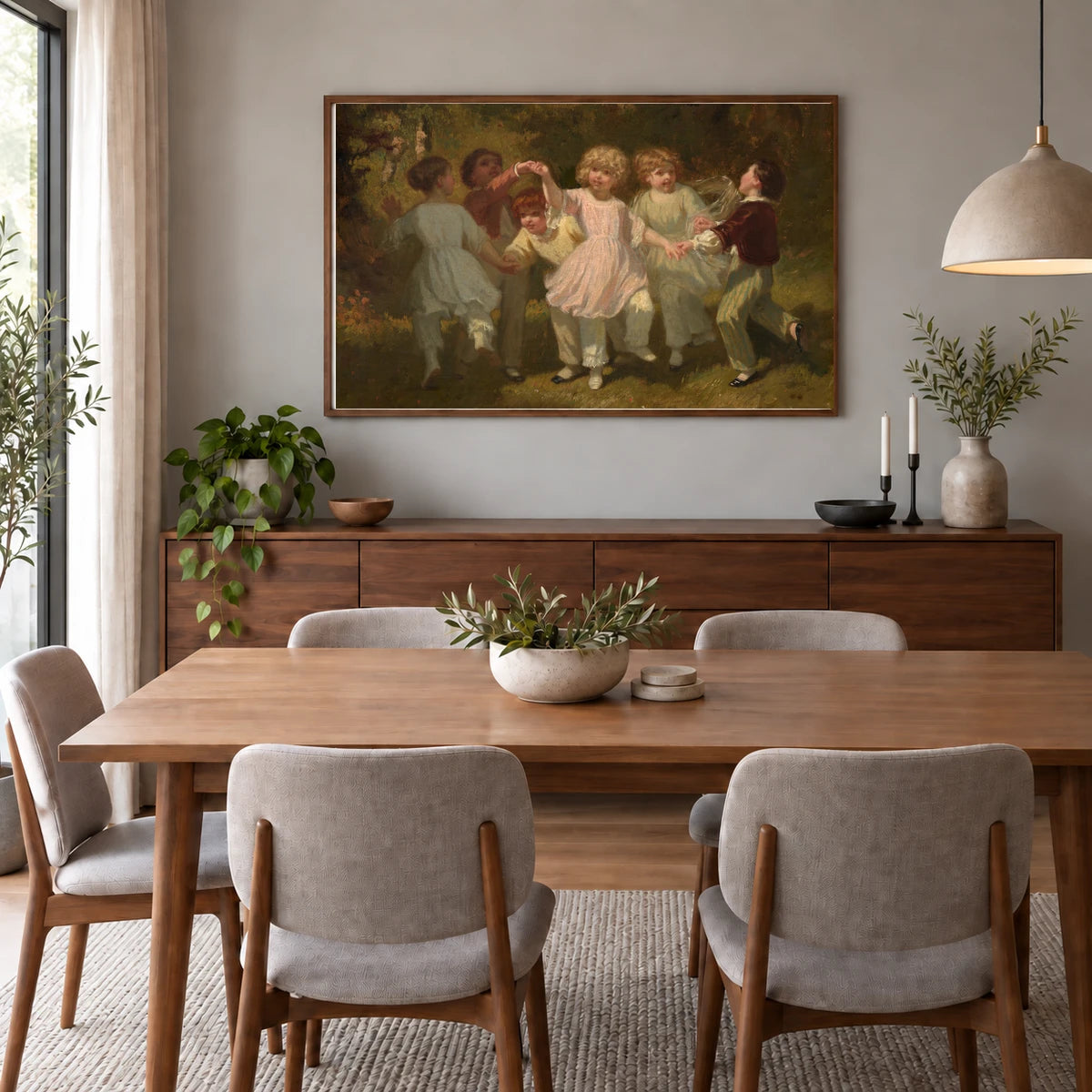 Children Playing In A Park 1970.17.101 — Famous Paintings shown in a styled interior