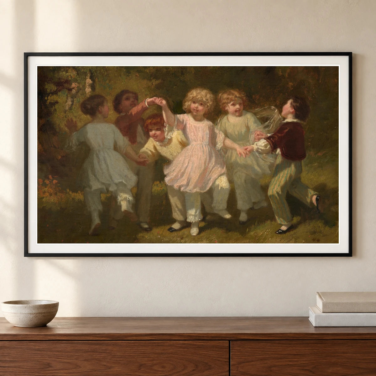 Children Playing In A Park 1970.17.101 — Famous Paintings shown in a styled interior