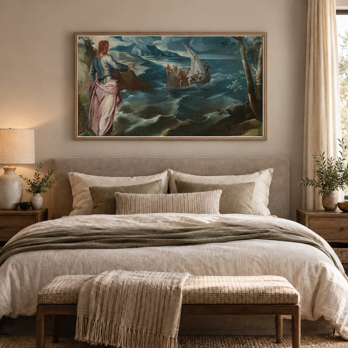Christ At The Sea Of Galilee 1952.5.27 — Famous Paintings shown in a styled interior