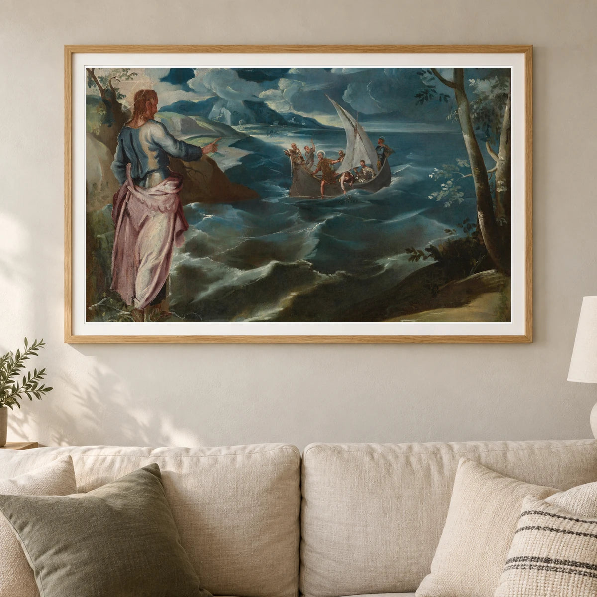 Christ At The Sea Of Galilee 1952.5.27 — Famous Paintings shown in a styled interior