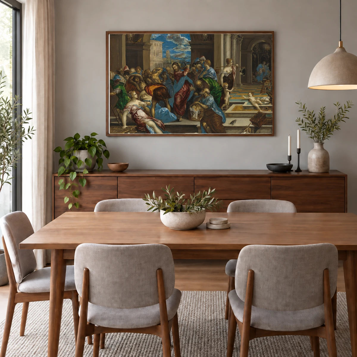 Christ Cleansing The Temple 1957.14.4 — Famous Paintings shown in a styled interior