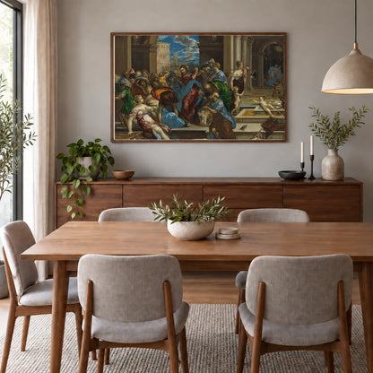 Christ Cleansing The Temple 1957.14.4 — Famous Paintings shown in a styled interior