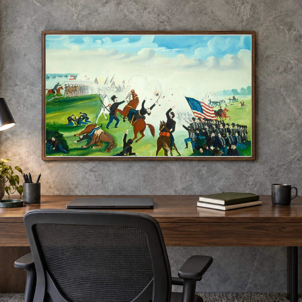 Civil War Battle 1959.11.7 — Famous Paintings shown in a styled interior