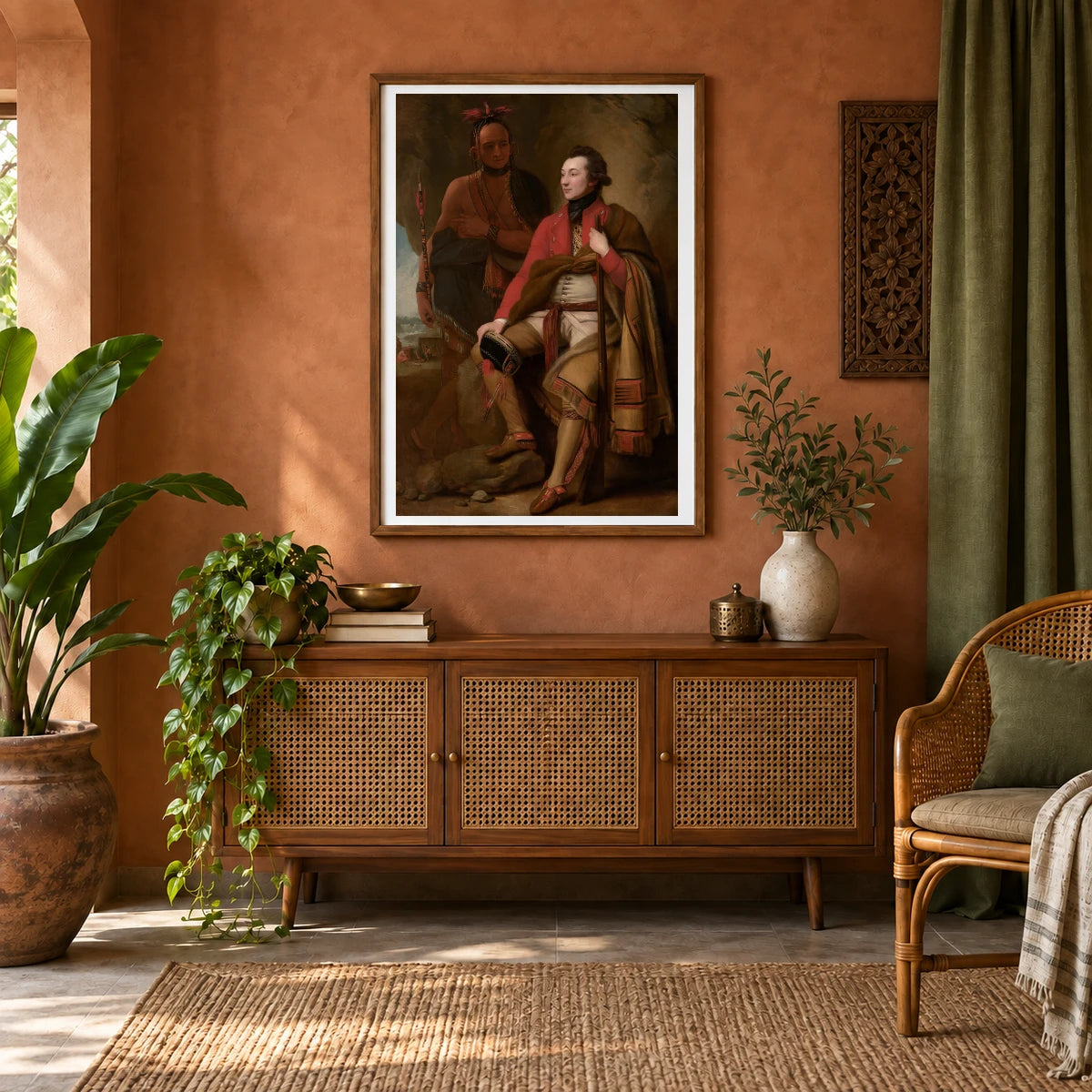 Colonel Guy Johnson And Karonghyontye (captain David Hill) 1940.1.10 — Famous Paintings shown in a styled interior