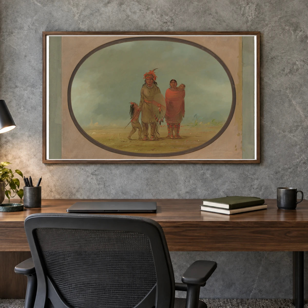 Copper Chief, His Wife, And Children 1965.16.162 — Famous Paintings shown in a styled interior