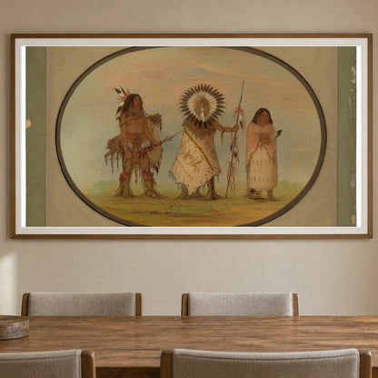Crow Chief, His Wife, And A Warrior 1965.16.19 — Famous Paintings shown in a styled interior
