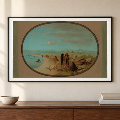 Crow Warriors Bathing 1965.16.23 — Famous Paintings shown in a styled interior