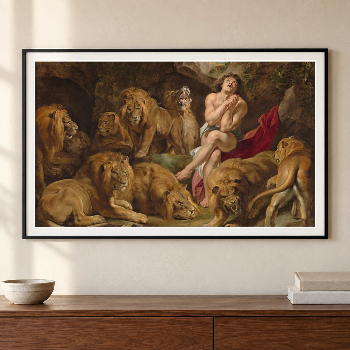 Daniel In The Lions Den 1965.13.1 — Famous Paintings shown in a styled interior