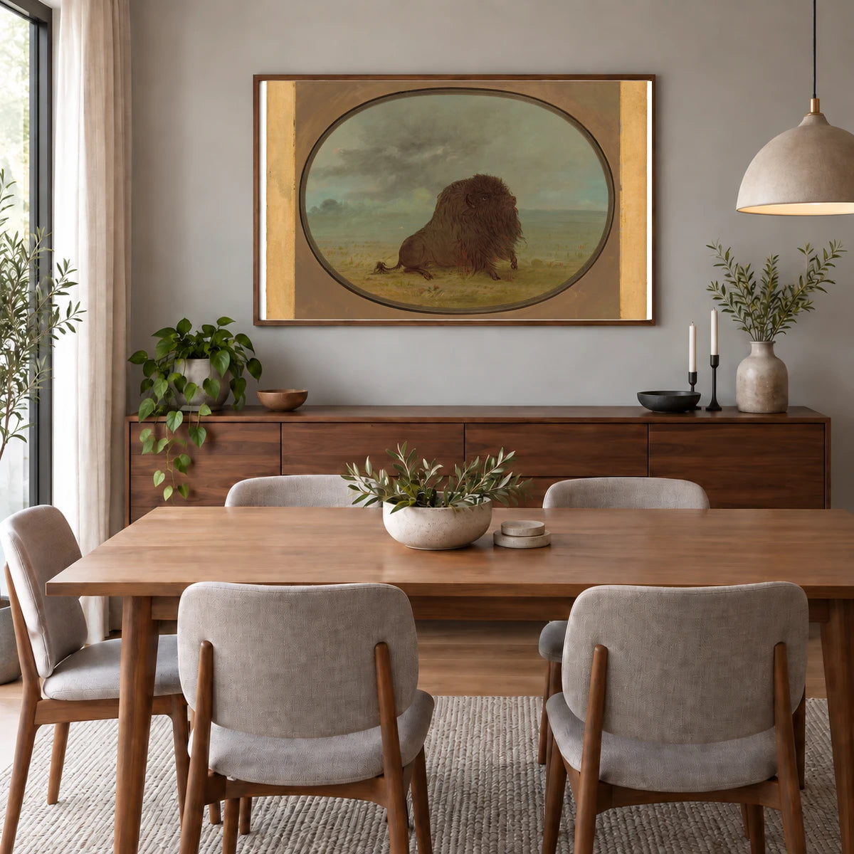 Dying Buffalo Bull 1965.16.206 — Famous Paintings shown in a styled interior