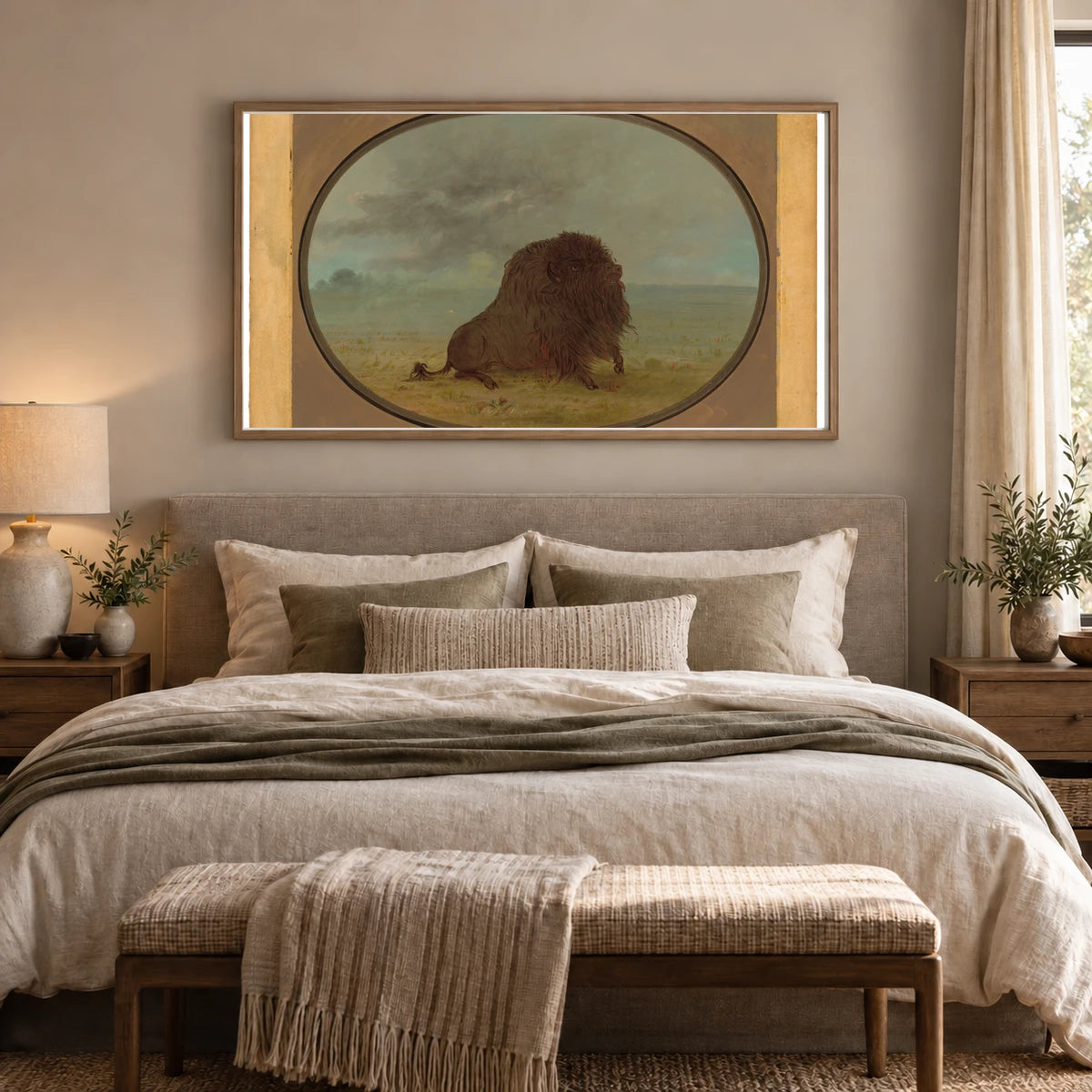 Dying Buffalo Bull 1965.16.206 — Famous Paintings shown in a styled interior