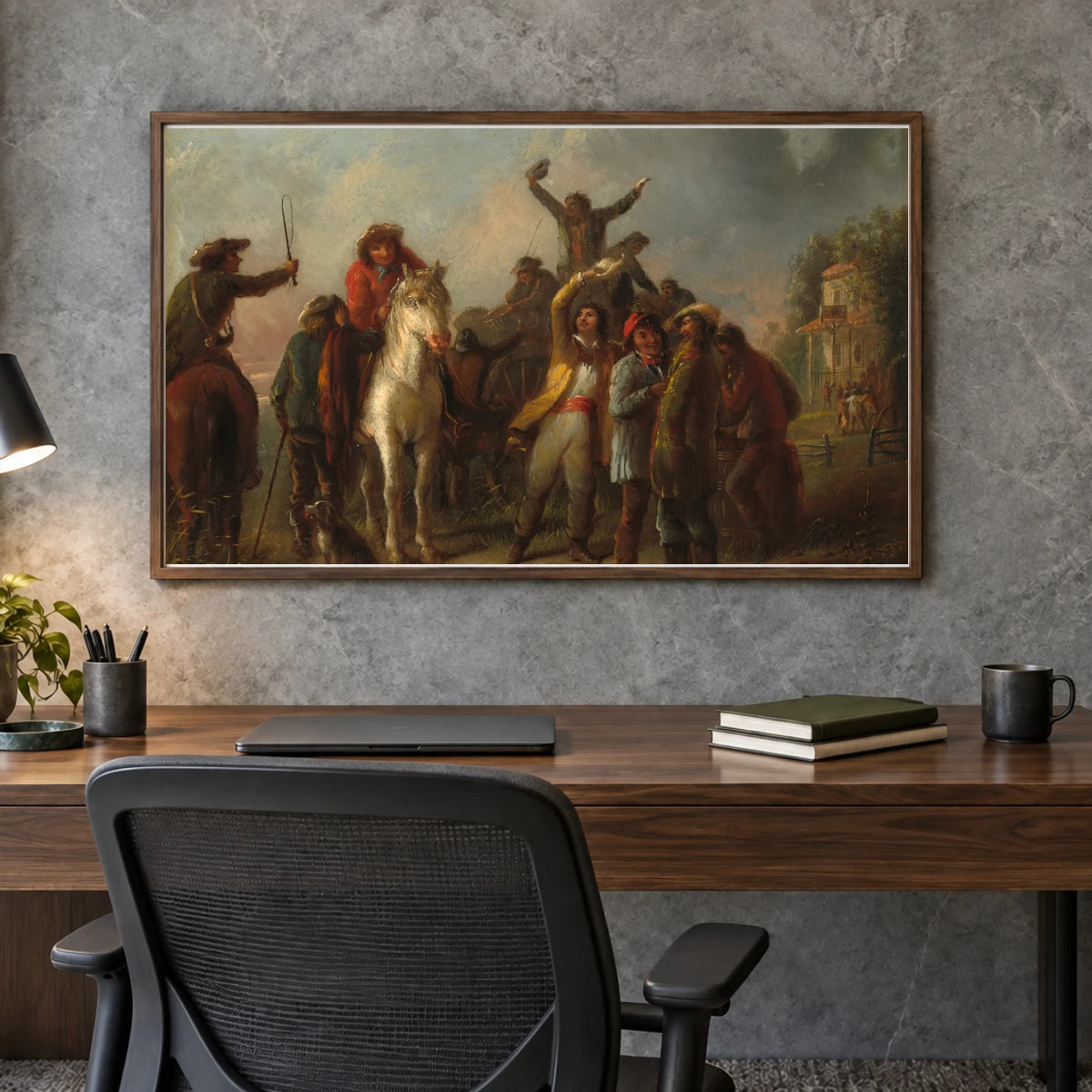 Election Scene, Catonsville, Baltimore County 2014.79.26 — Famous Paintings shown in a styled interior