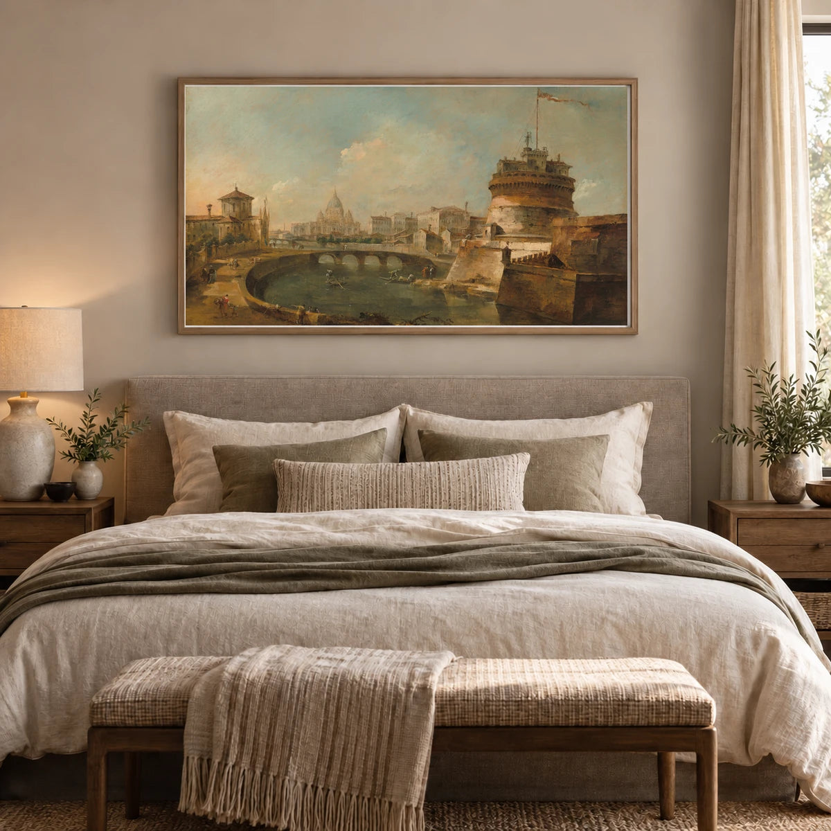 Fanciful View Of The Castel Sant Angelo, Rome 1956.9.2 — Famous Paintings shown in a styled interior