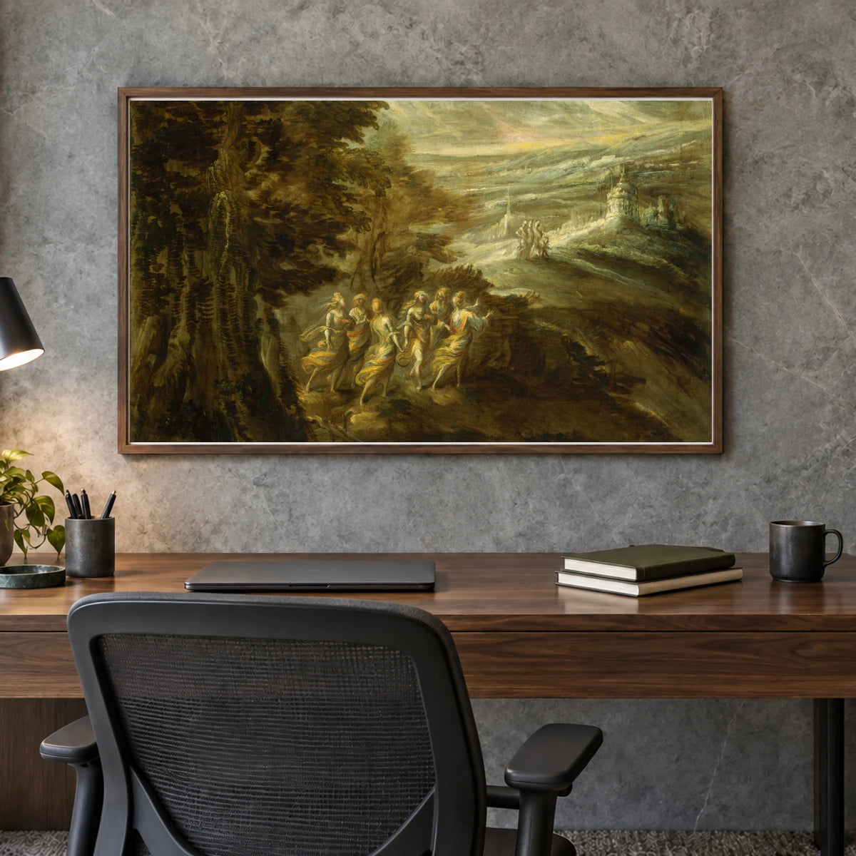 Fantastic Landscape With Figures 1952.4.1 — Famous Paintings shown in a styled interior