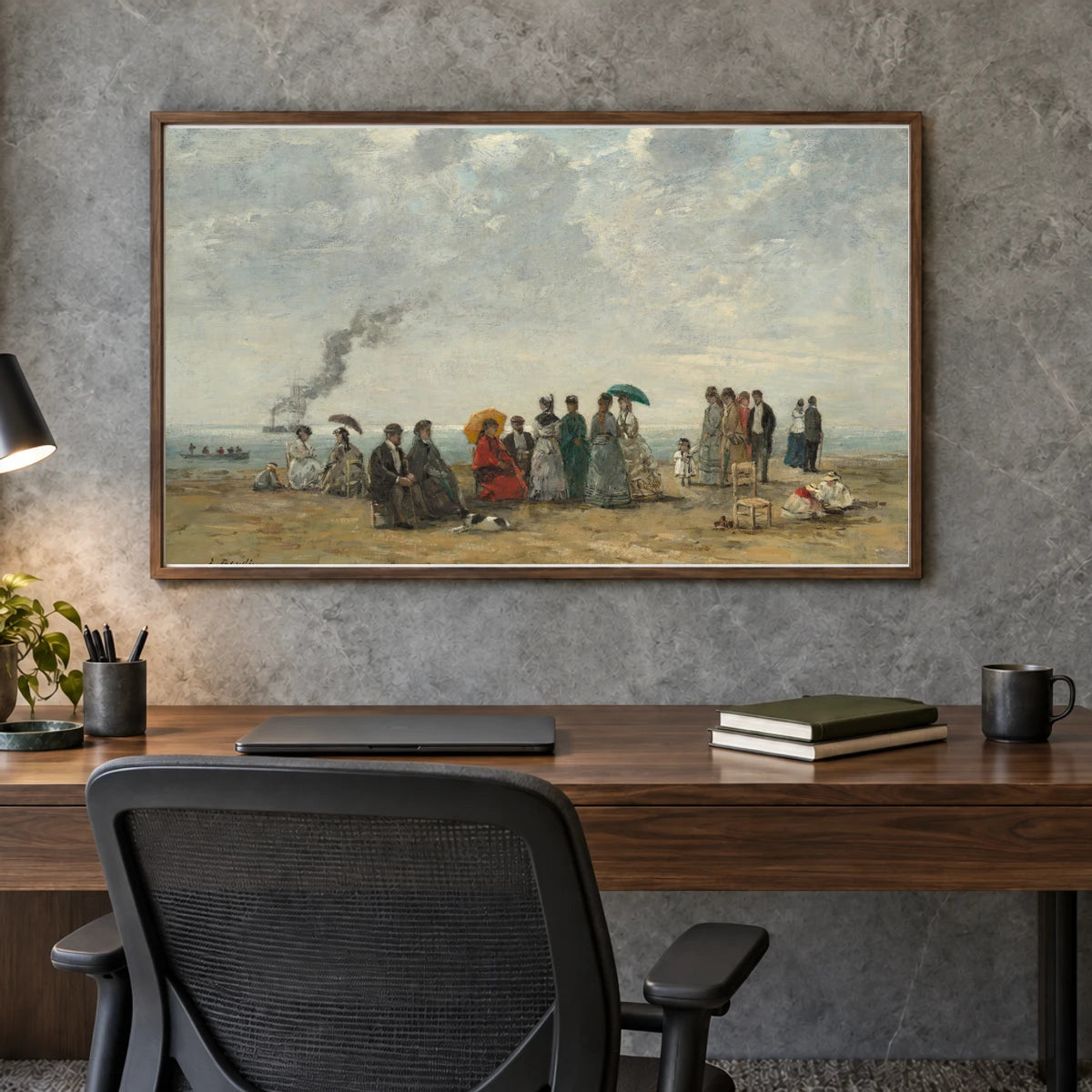 Figures On The Beach 1983.1.12 — Famous Paintings shown in a styled interior