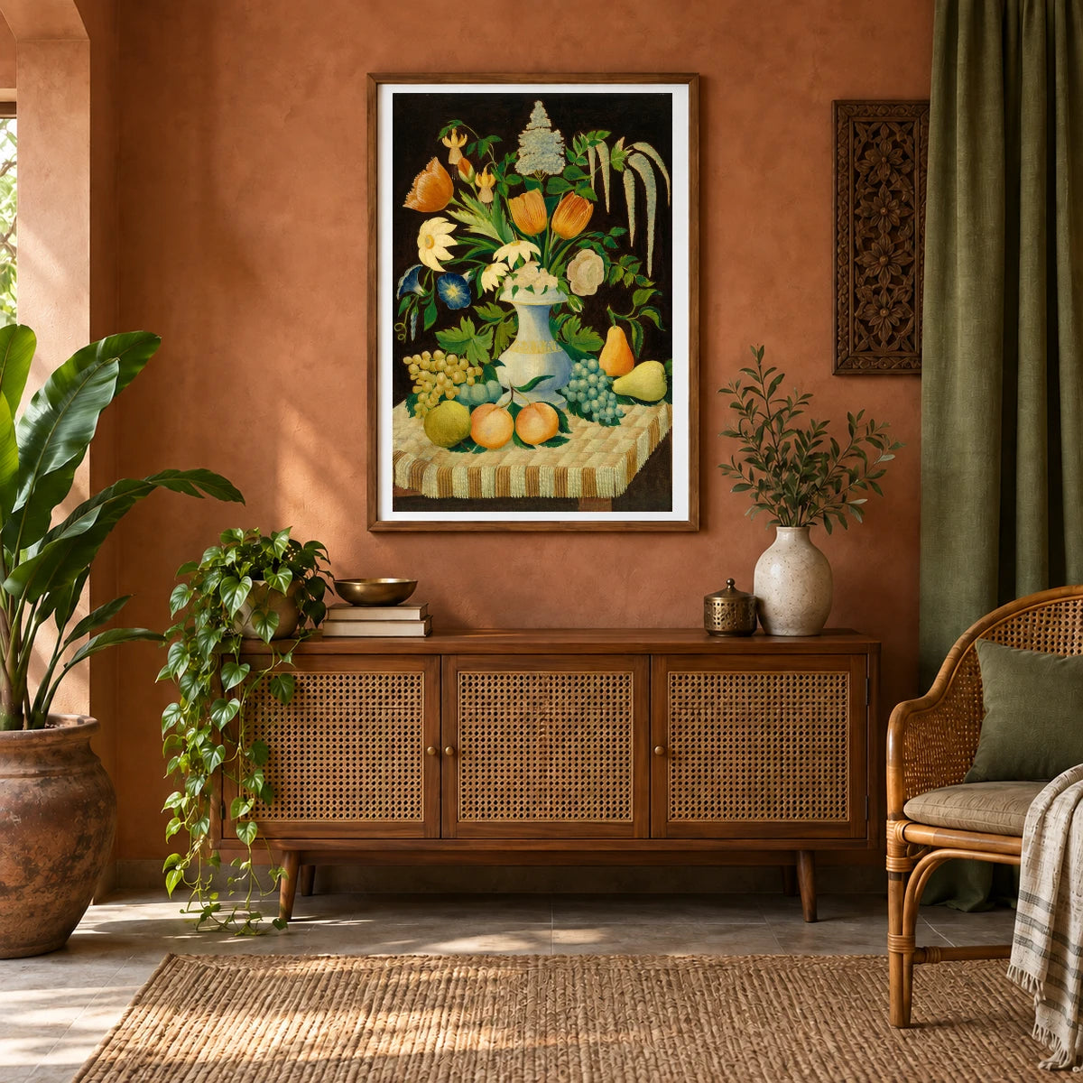 Flowers And Fruit 1953.5.101 — Famous Paintings shown in a styled interior