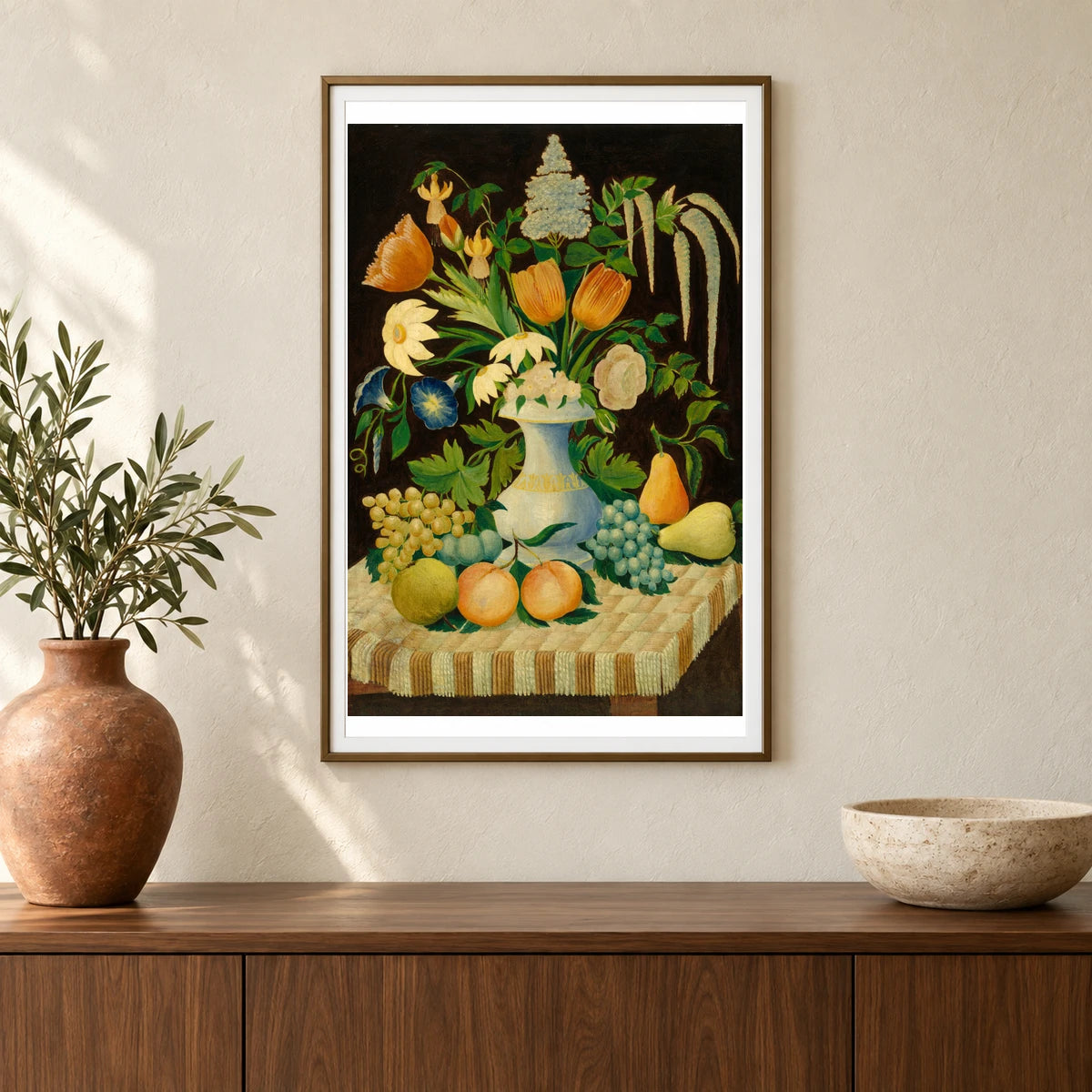 Flowers And Fruit 1953.5.101 — Famous Paintings shown in a styled interior