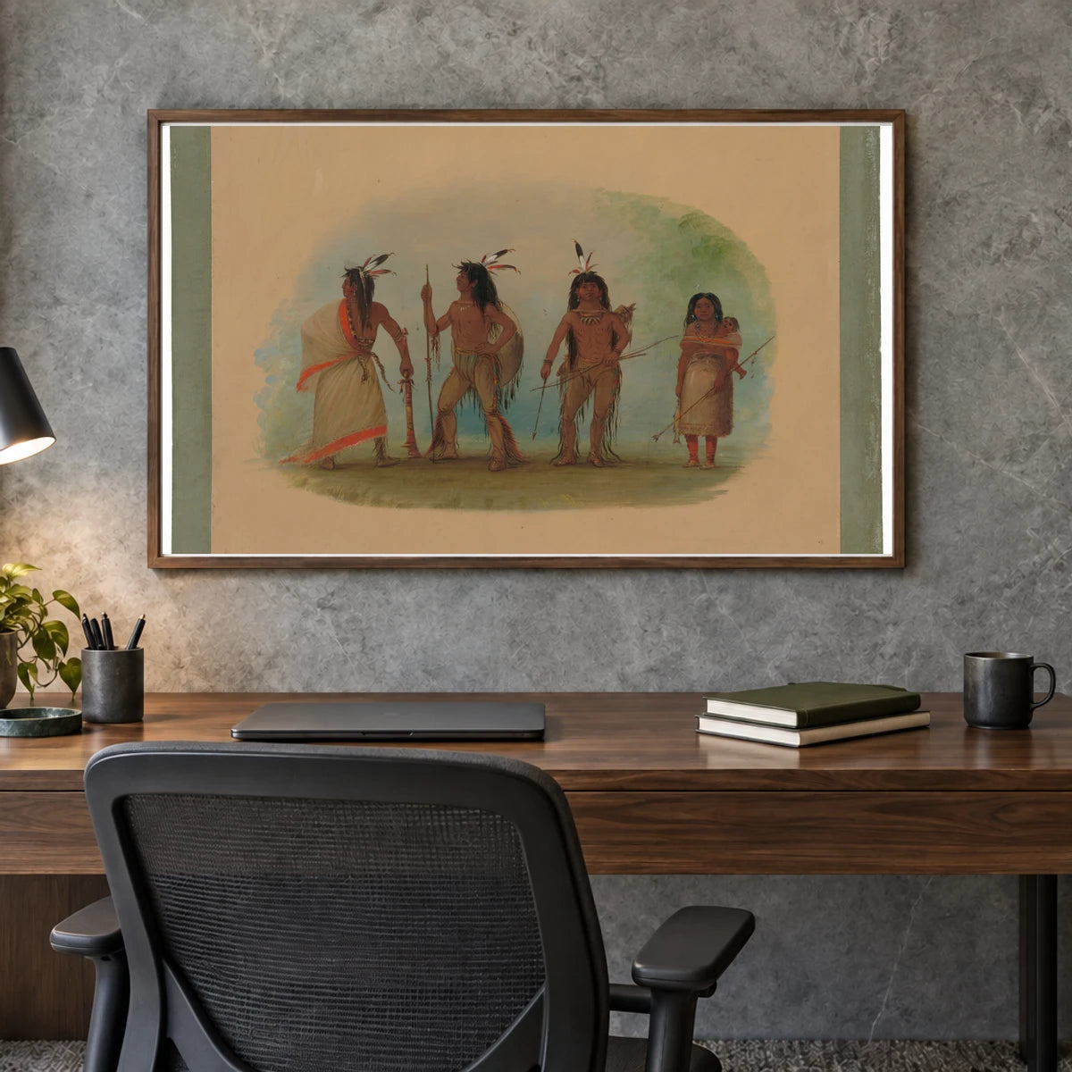 Four Apachee Indians 1965.16.146 — Famous Paintings shown in a styled interior