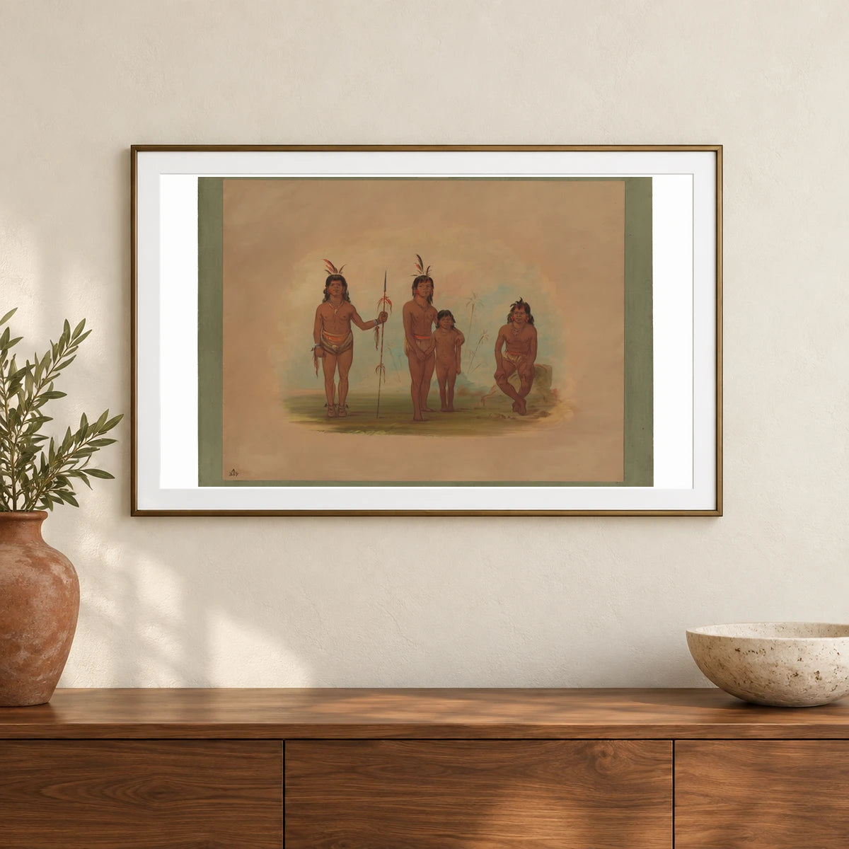 Four Goo A Give Indians 1965.16.225 — Famous Paintings shown in a styled interior