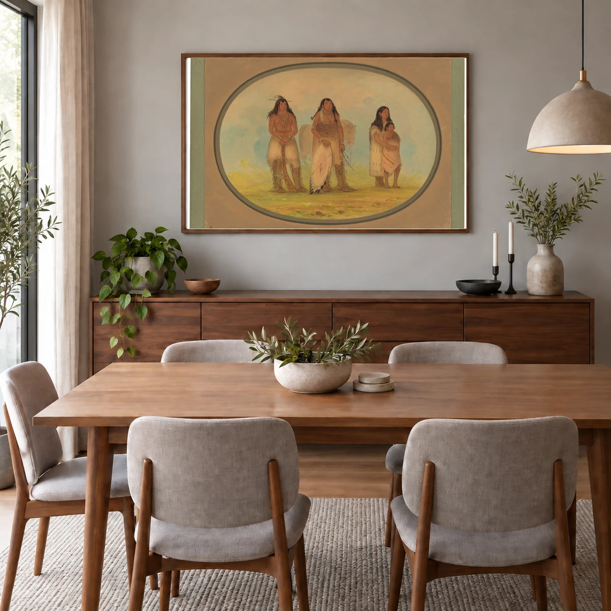 Four Kiowa Indians 1965.16.44 — Famous Paintings shown in a styled interior