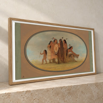 Four Mandan Warriors, A Girl, And A Boy 1965.16.74 — Famous Paintings famous paintings print by SaamCrafts