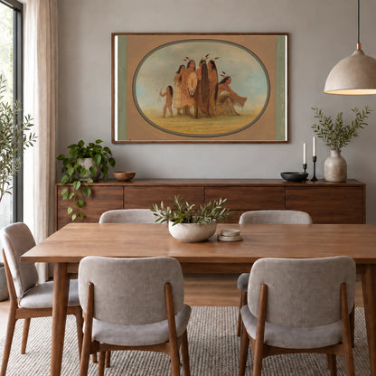 Four Mandan Warriors, A Girl, And A Boy 1965.16.74 — Famous Paintings shown in a styled interior