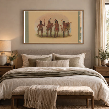 Four Navaho Warriors 1965.16.148 — Famous Paintings shown in a styled interior