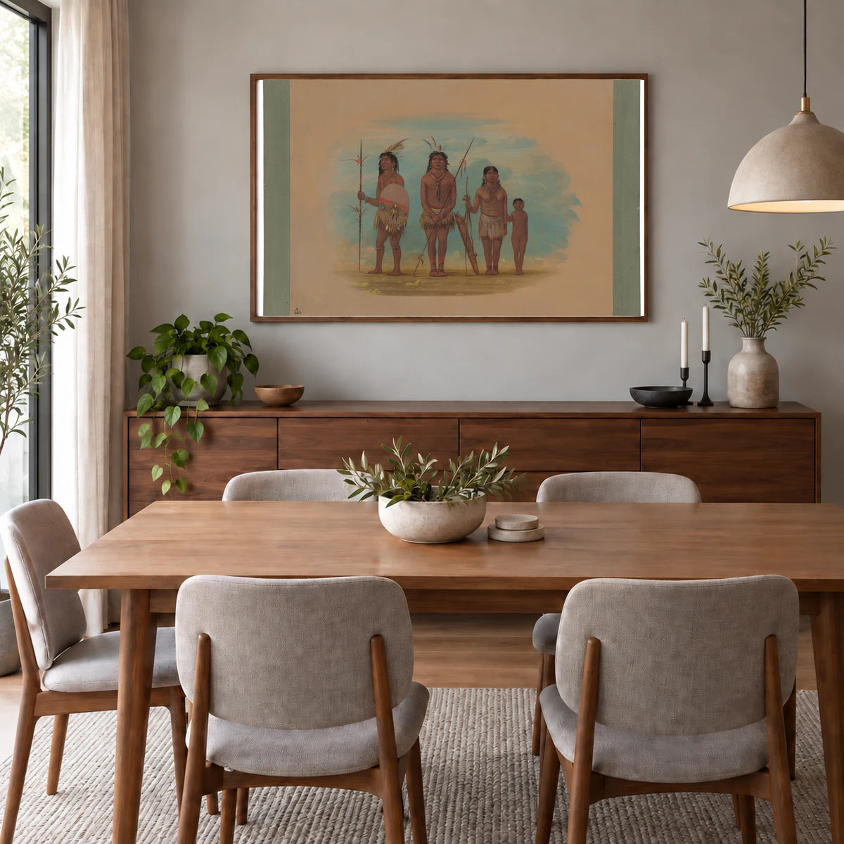 Four Xingu Indians 1965.16.237 — Famous Paintings shown in a styled interior