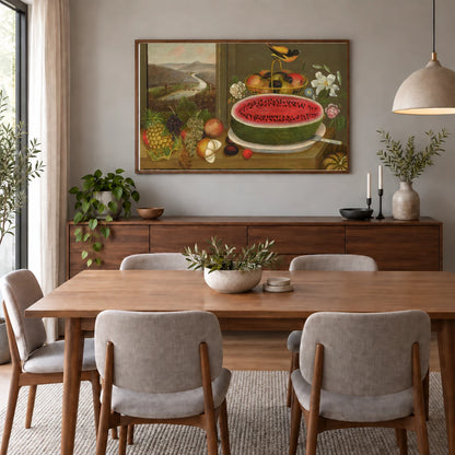 Fruit And Baltimore Oriole 1980.62.47 — Famous Paintings shown in a styled interior
