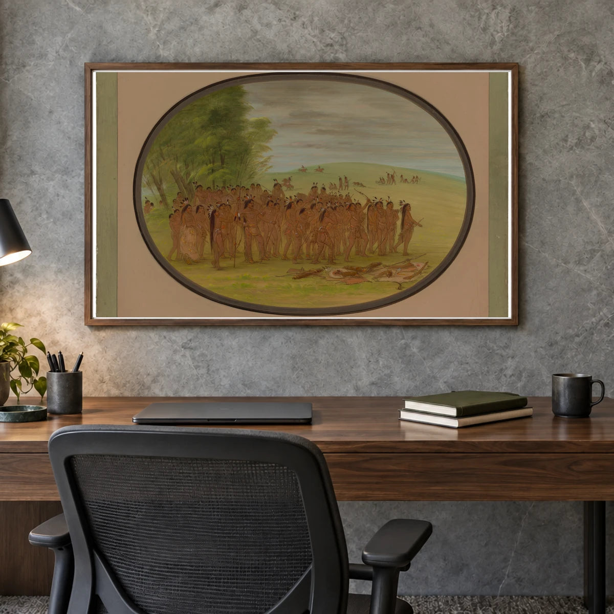 Game Of The Arrow Mandan 1965.16.83 — Famous Paintings shown in a styled interior