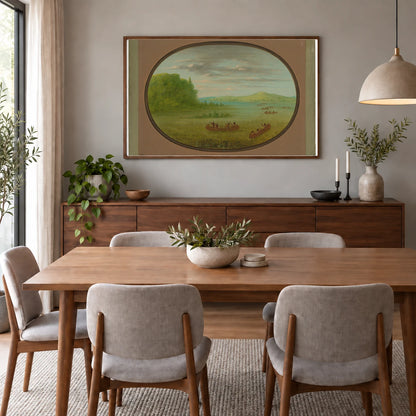 Gathering Wild Rice Winnebago 1965.16.138 — Famous Paintings shown in a styled interior
