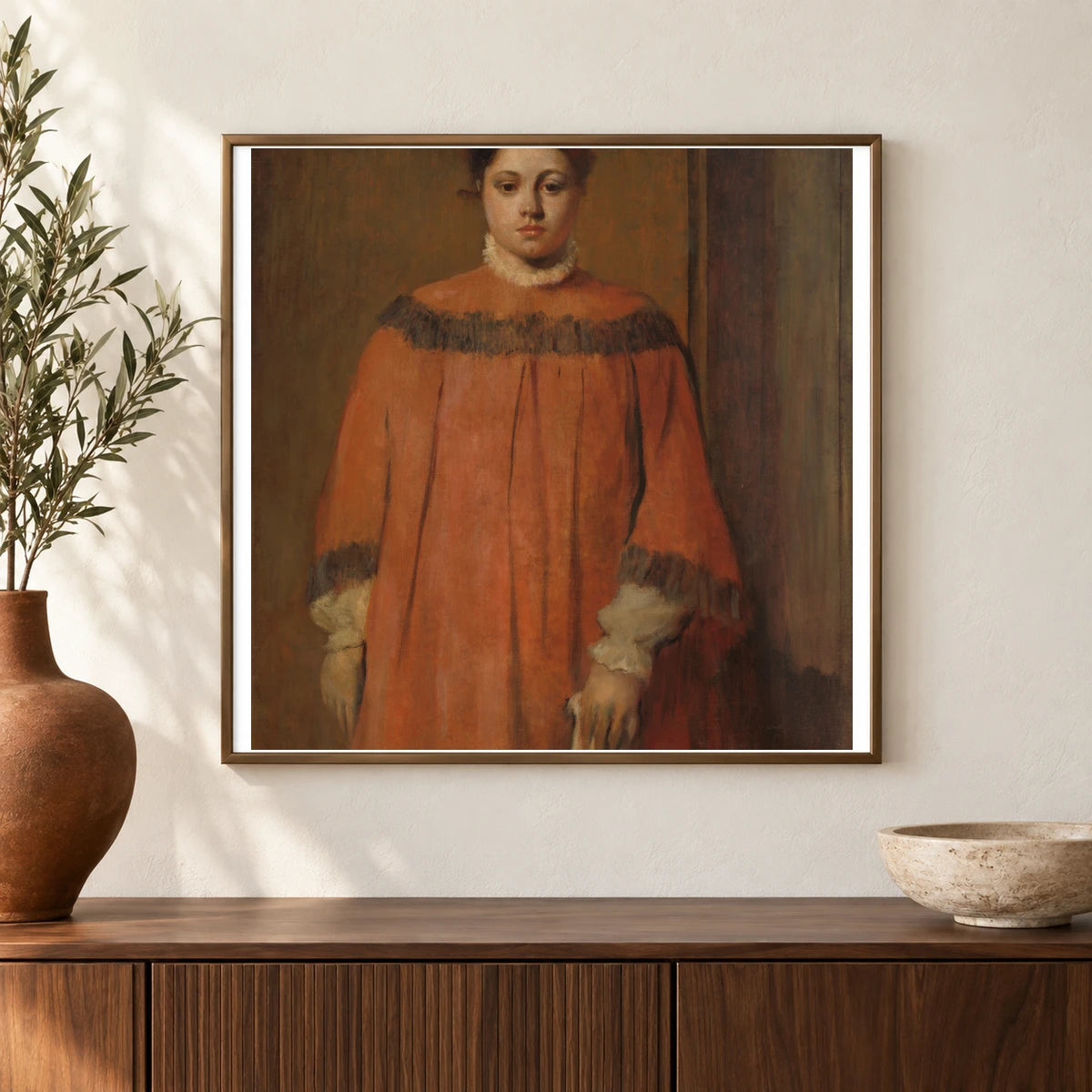 Girl In Red 1963.10.17 — Famous Paintings shown in a styled interior