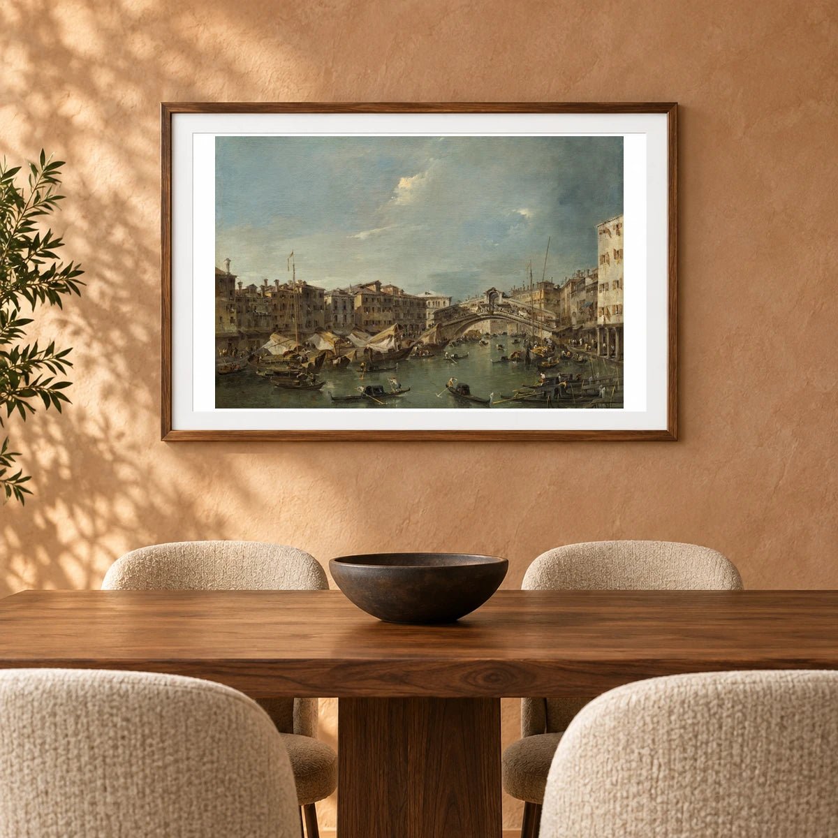 Grand Canal With The Rialto Bridge, Venice 1942.9.27 — Famous Paintings shown in a styled interior