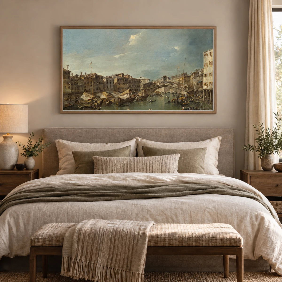 Grand Canal With The Rialto Bridge, Venice 1942.9.27 — Famous Paintings shown in a styled interior