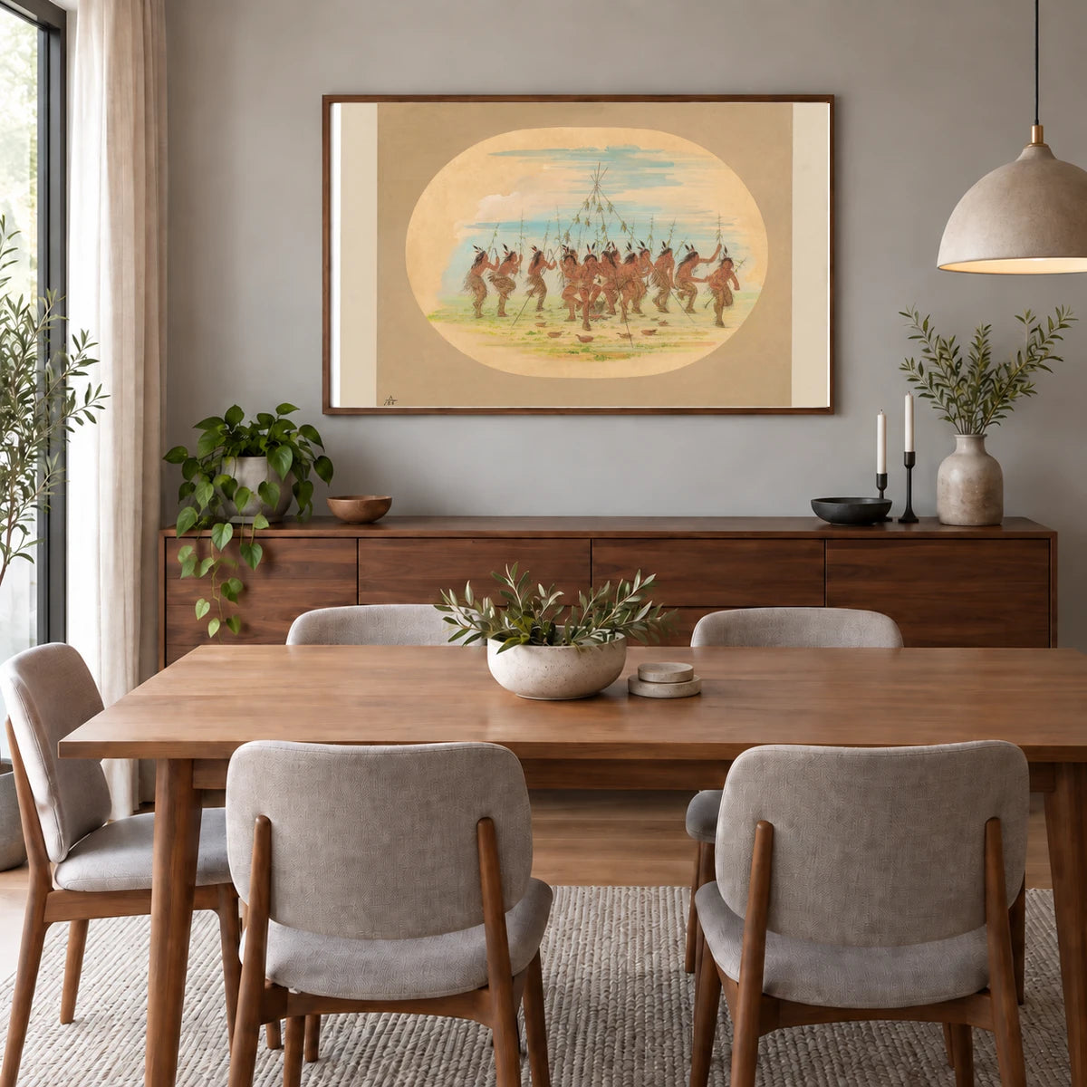 Green Corn Dance Minatarrees 1965.16.81 — Famous Paintings shown in a styled interior