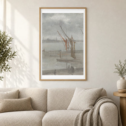 Grey And Silver Chelsea Wharf 1942.9.99 — Famous Paintings shown in a styled interior
