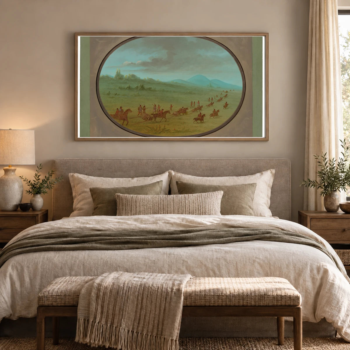 Halsey S Bluff Sioux Indians On The March 1965.16.13 — Famous Paintings shown in a styled interior