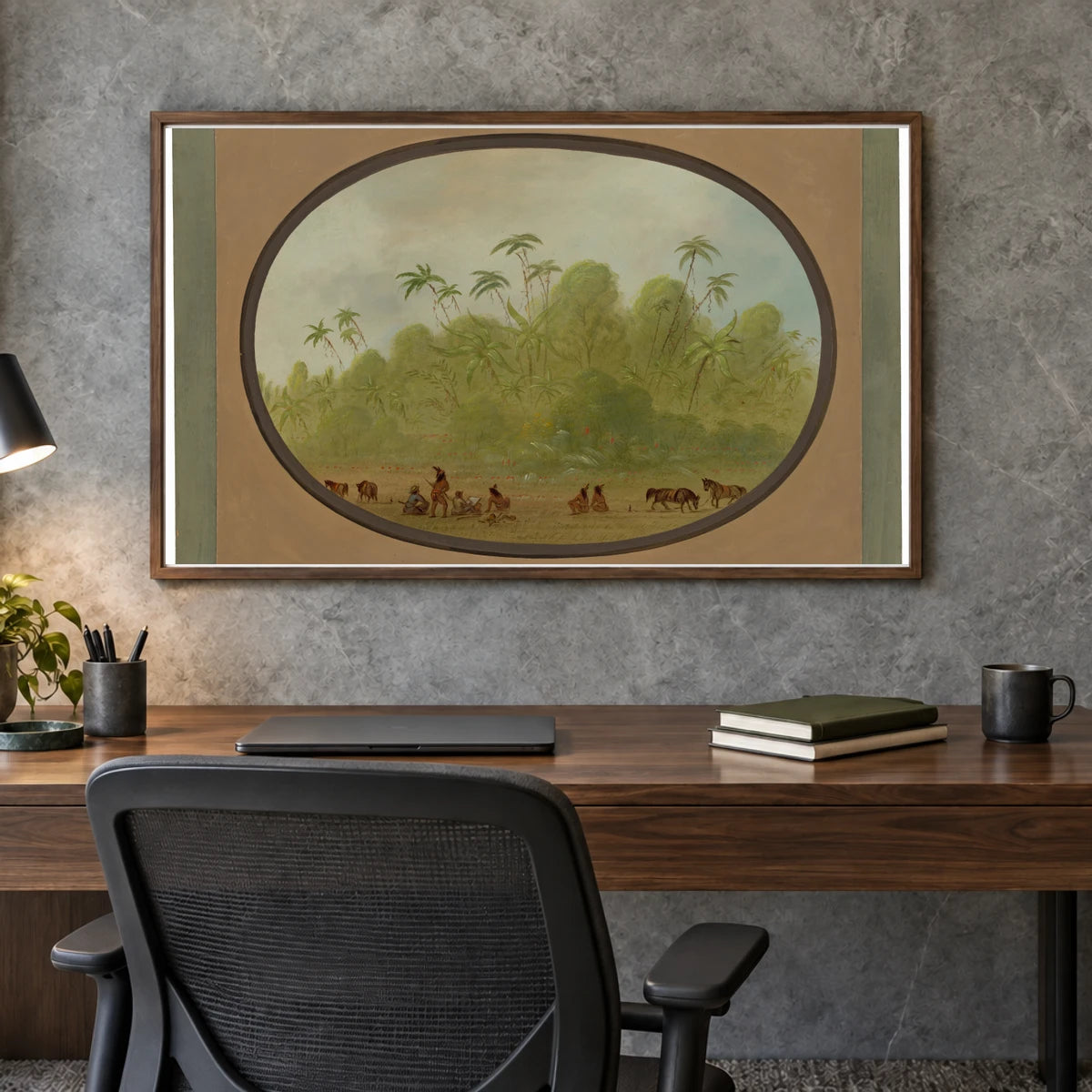 Halting To Make A Sketch 1965.16.307 — Famous Paintings shown in a styled interior