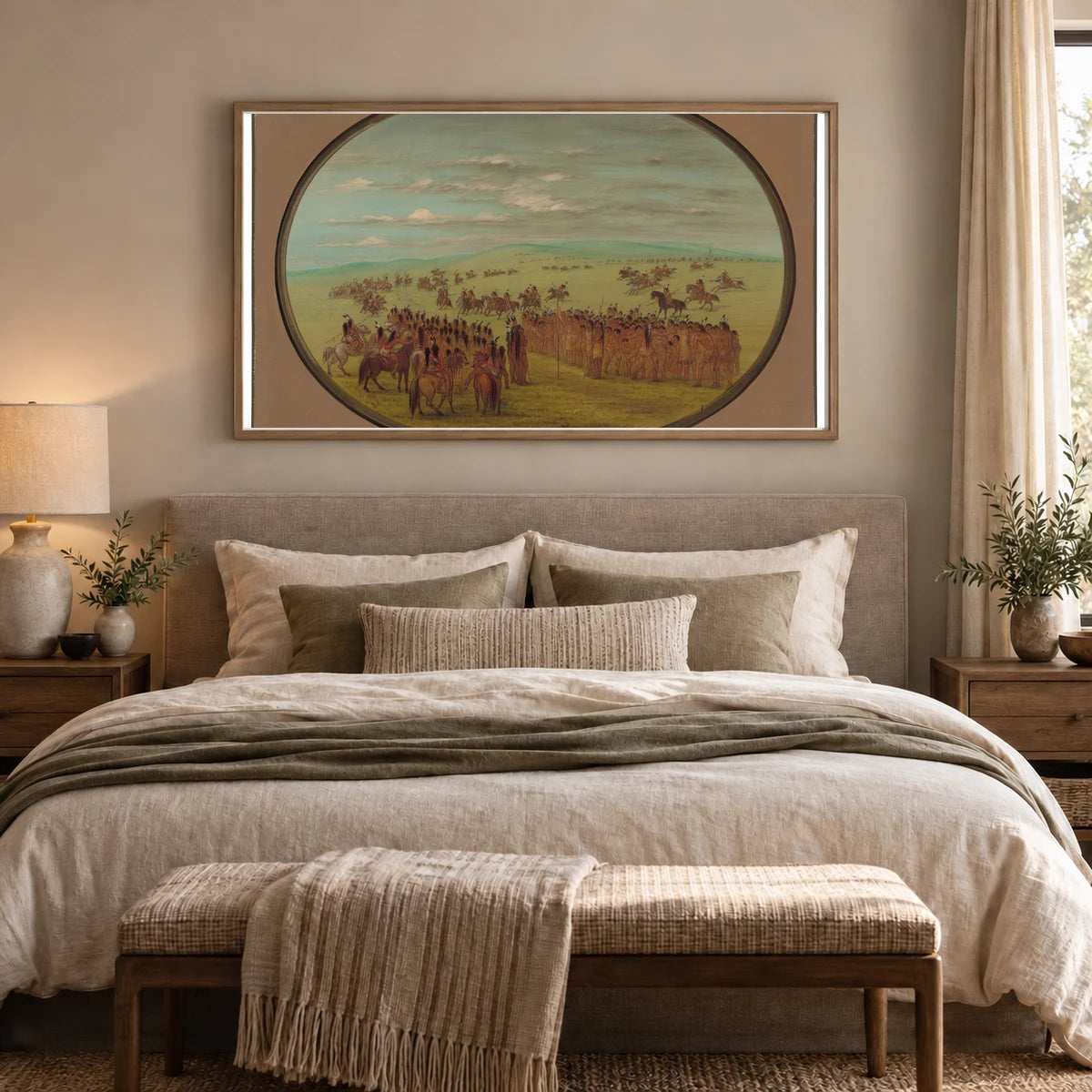 Horse Racing Minatarrees 1965.16.183 — Famous Paintings shown in a styled interior