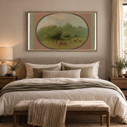 Indians And Horses In The Forest 1965.16.312 — Famous Paintings shown in a styled interior