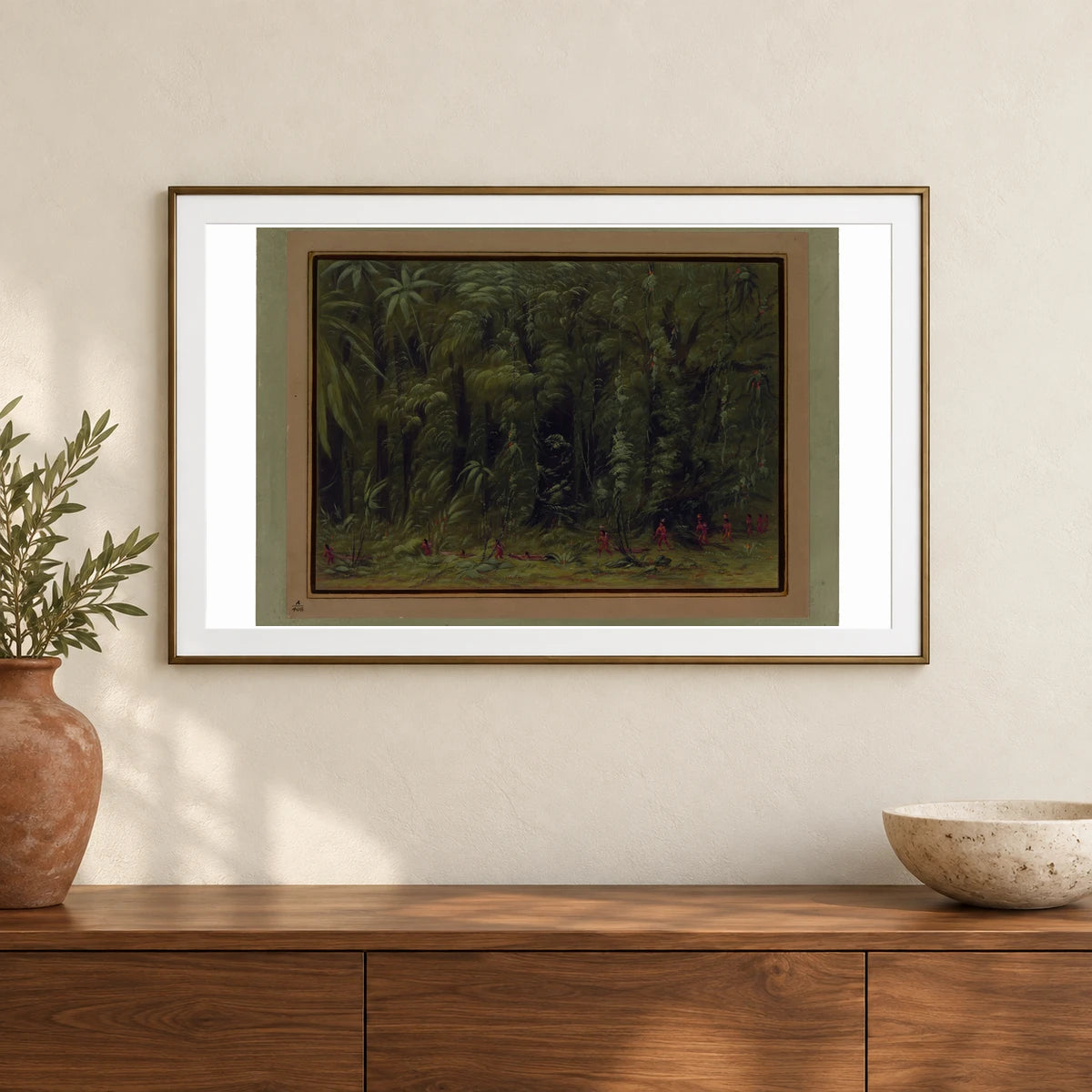Interior Of An Amazon Forest Zurumati 1965.16.271 — Famous Paintings shown in a styled interior