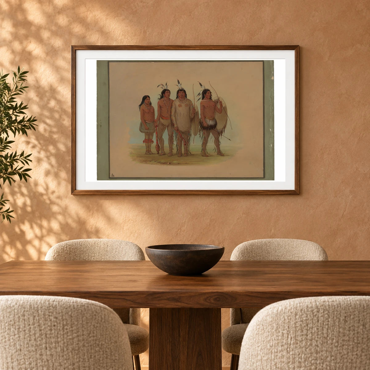 Kiowa Chief, His Wife, And Two Warriors 1965.16.45 — Famous Paintings shown in a styled interior