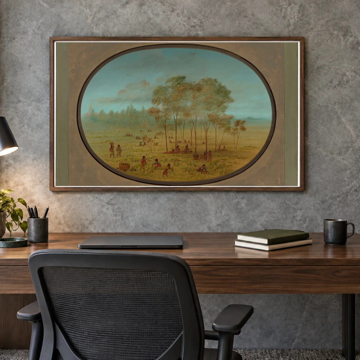 Kiowa Indians Gathering Wild Grapes 1965.16.46 — Famous Paintings shown in a styled interior