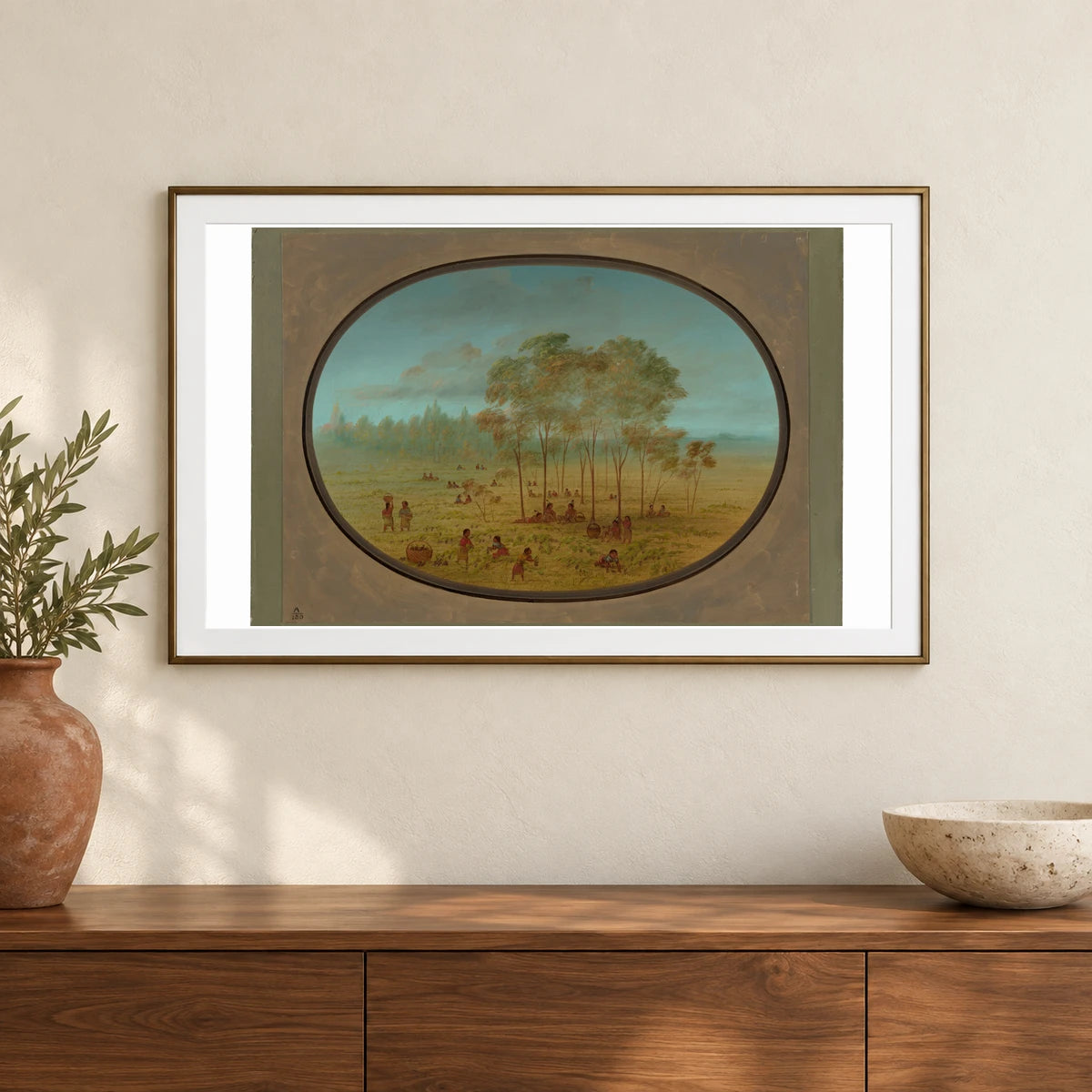 Kiowa Indians Gathering Wild Grapes 1965.16.46 — Famous Paintings shown in a styled interior