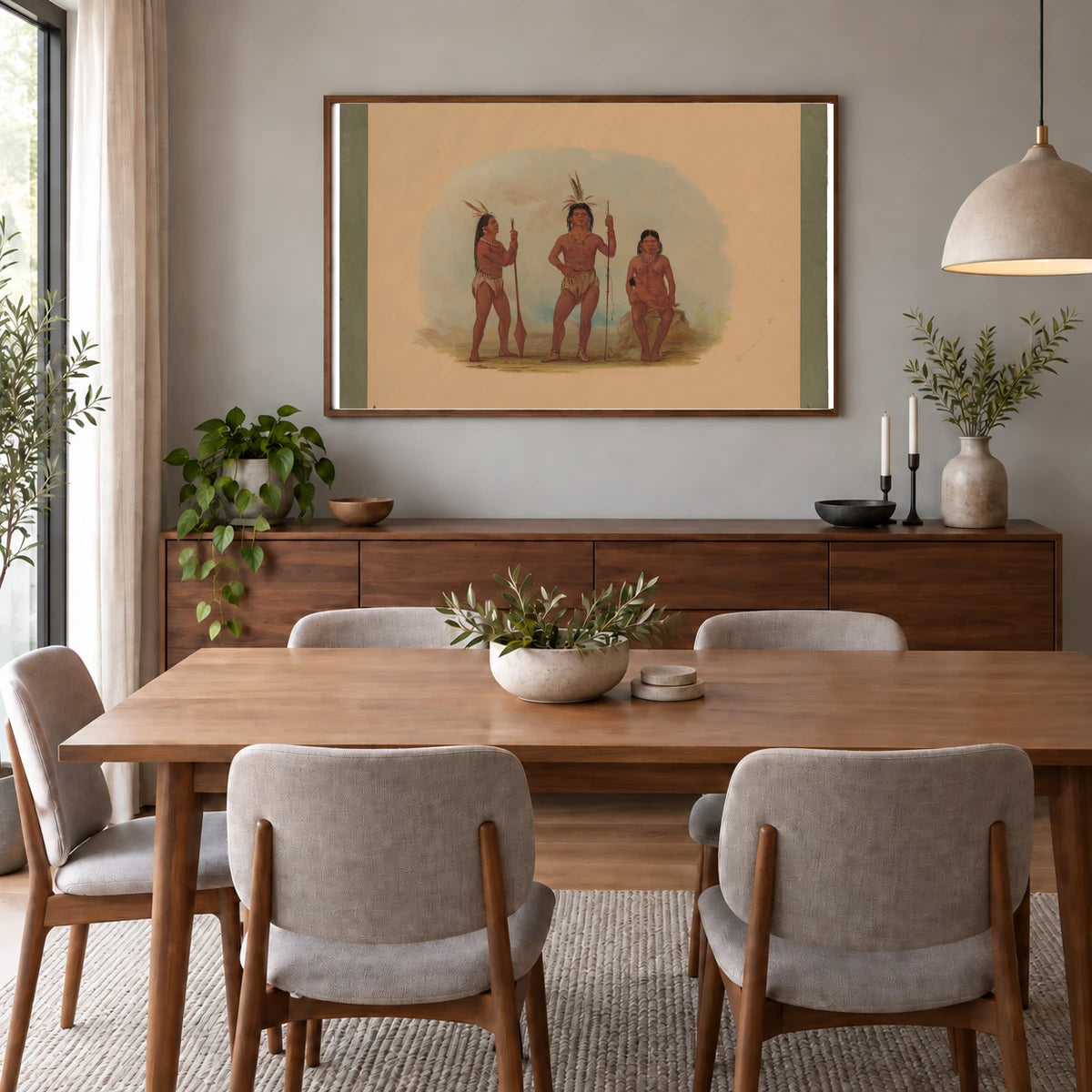 Klahoquaht Chief, His Wife, And Son 1965.16.157 — Famous Paintings shown in a styled interior
