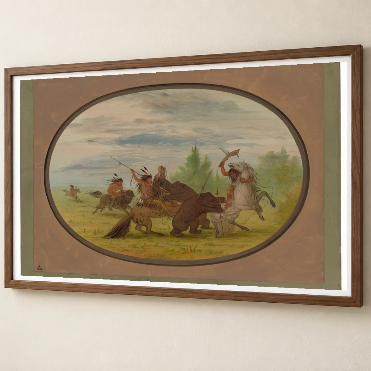 K Nisteneux Indians Attacking Two Grizzly Bears 1965.16.181 — Famous Paintings famous paintings print by SaamCrafts
