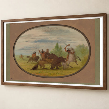 K Nisteneux Indians Attacking Two Grizzly Bears 1965.16.181 — Famous Paintings famous paintings print by SaamCrafts
