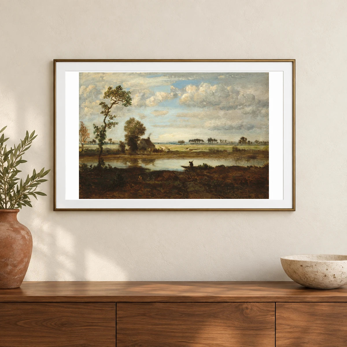 Landscape With Boatman 1949.1.10 — Famous Paintings shown in a styled interior